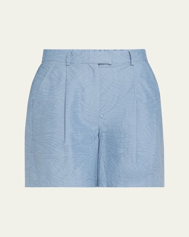 Abstract Animal Jacquard Pleated Baggy Shorts